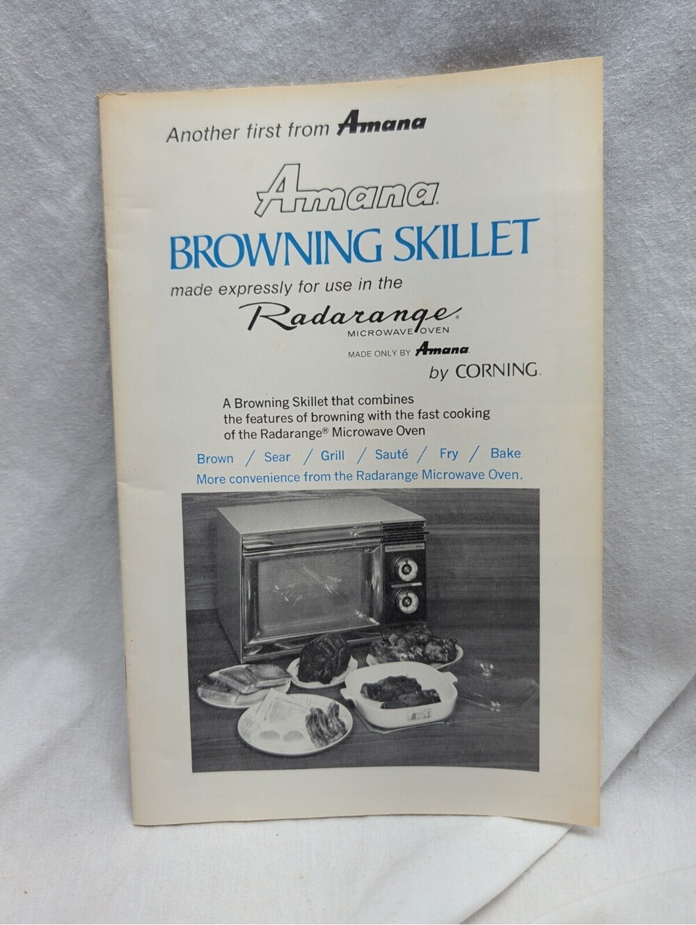 Amana Browning Skillet Radarange Microwave Oven Manual Corning 1973 Vintage
